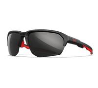 Wiley X JAKL American Sniper Brand Captivate - Gafas de sol balísticas, gafas de seguridad con protección UV para disparar y al aire libre, marcos negros y rojos mate, lentes de espejo negro