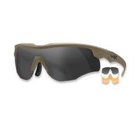 WileyX Gafas de sol Rogue Comm – Montura tan – Lentes Smoke Grey/Clear/Light Rust – Unisex