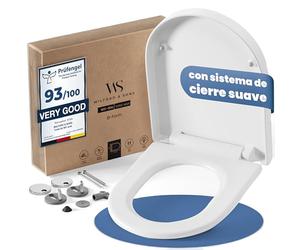 Wilford & Sons PREMIUM Tapa de Inodoro - Asiento WC con Cierre Suave - Tapa de WC Forma D blanca - Asiento de Inodoro - Asiento de Toilette Desmontable - Limpieza Fácil - Duroplast