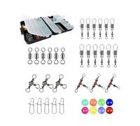 Wilgure 140 unids/set pesca remolinos conjunto 3 vías barriles carrete remolino con perlas y caja de almacenamiento múltiples escenarios accesorios de pesca