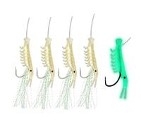 Wilgure 5 aparejos luminosos para camarones, anzuelos de pesca suaves, anzuelos de camarón, anzuelos para pesca nocturna y de aguas profundas