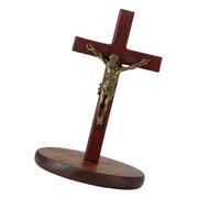 Wilgure Crucifijo de madera católica con soporte extraíble Cristo Crucifijo de pie Decoraciones para el hogar Cristo de pie