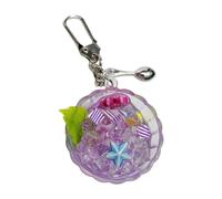 Wilgure Llavero de cubo de hielo único de resina con peces luminosos decoración elegante bolsas o accesorios para teléfono móvil para mujeres luz nocturna llavero regalo, morado, Talla única