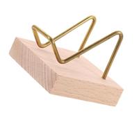 Wilgure Práctico soporte mineral resistente con brazo de metal y base de madera para colección de rocas y minerales