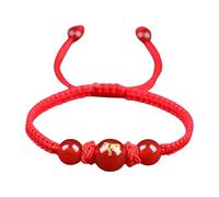 Wilgure Pulseras de serpientes chinas con cordones rojos pulsera de piedras preciosas ajustable perla para festival celebración símbolo cultural, talla única, como se describe
