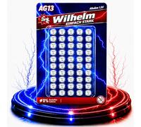 Wilhelm AG13/147/LR44/SR44W/357/LR1154/V13GA - Pilas alcalinas de calidad (50 unidades)