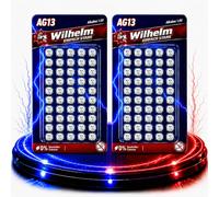 Wilhelm AG13 / V13GA LR44 - Pilas de botón (100 unidades, 165 mAh, 1,5 V, alcalinas 357 LR1159, a granel)