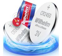 Wilhelm CR2450 - Pilas de botón de litio CR2450 (2 unidades, CR2450, 3 V, 600 mAh, diámetro de 24,5 x 5,0 mm)