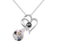 WILINNI Personalizado Collar Proyeccion Foto| Collar Te Quiero 100 Idiomas, Colgante Corazón Collar Con Foto, Regalo Romántico Para Ella Navidad Cumpleaños (estilo 7)