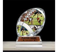 WILINNI Trofeo de Rugby Personalizado, Nombre Personalizado del 1 al 10 Fotos, Divertido Tema Deportivo acrílico 2D, Regalo de Agradecimiento Adecuado para Hombres y Mujeres, Amantes del fútbol
