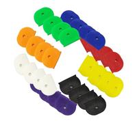 Wilitto Anillos Marcadores de Llave Herramientas de Organización 32 piezas Cubiertas de Plástico Etiquetas Identificadores de Goma Suave Estándar Planas para Casa Coloridas A