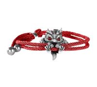 Wilitto Bonita pulsera de dragón de plata, pulsera ajustable de dragón de plata, joyería de animales, pulsera creativa de cuentas de dragón, pulsera de moda hip-hop, accesorio de muñeca unisex, color