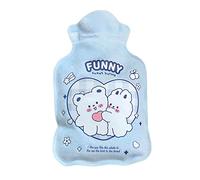 Wilitto Calentador de manos portátil bonito, botella de agua caliente suave de buen sellado, bolsa de agua caliente de mano de invierno de dibujos animados antifugas, bolsa de agua caliente para compresas calientes y terapia de frío D