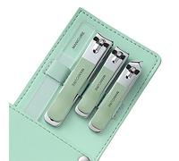 Wilitto Juego de cortaúñas, almacenamiento de virutas de uñas antisalpicaduras con funda de piel sintética, cortadores de uñas ultra afilados y resistentes, cortaúñas de manos y pies, cortaúñas