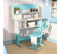 Wilitto Juego de escritorio y silla para niños, juego de sillas de mesa de estudio con diseño de cajón, juego de escritorio y silla para estudiantes con soporte de libro de doble partición, gancho