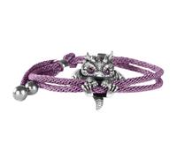 Wilitto Linda Pulsera de Dragón Plata,Pulsera Plata Ajustable Joyería Animal,Pulsera Amuleto la Suerte con Cuentas Creativa,Pulsera Moda Accesorio Muñeca Hip-Hop Brazalete Violeta