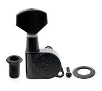 Wilkinson E-Z-LOK 19:1 Ratio Individuales Clavija de Afinación Lado Graves Clavijero con Botón Hexagonal para Guitarra Eléctrica Strat Tele, Negro