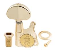 Wilkinson E-Z-LOK 19:1 Ratio Individuales Clavija de Afinación Lado Graves Clavijero con Botón Media Luna para Guitarra Eléctrica Acústica, Dorado