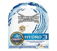 Wilkinson Sword Hydro 3 - Cargador de 4 cuchillas de afeitar masculinas de tres hojas Hydro 3 con dosificador de gel para una maxima hidratacion