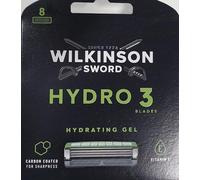 Wilkinson Sword Hydro 3 - Cargador de 8 cuchillas de afeitar masculinas de tres hojas Hydro 3 con dosificador de gel para una maxima hidratacion