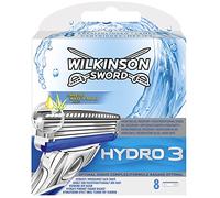 Wilkinson Sword Hydro 3 - Cargador de 8 cuchillas de afeitar masculinas de tres hojas Hydro 3 con dosificador de gel para una máxima hidratación