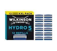 WILKINSON SWORD - Hydro 5 cuchillas de afeitar para hombre, con revestimiento de carbono, gel hidratante y recortadora de precisión, paquete de 12 recambios de cuchillas de afeitar