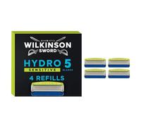 WILKINSON SWORD - Hydro 5 cuchillas de afeitar sensibles para hombres, aloe vera para reducir la irritación, gel hidratante y recortadora de precisión, paquete de 4 recambios de cuchillas de afeitar