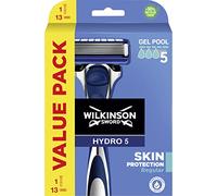 Wilkinson Sword Hydro 5 Skin Protection Regular - Maquinilla de Afeitar de 5 Hojas con 13 Recambios con Banda Lubricante Enriquecida con Pro Vitamina B5