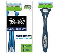 Wilkinson Sword Hydro Comfort - Maquinilla de Afeitar de 3 Hojas para Barbas de hasta 7 Días con Peine Anti Tirones- Bandas Lubricantes de Gel- Cabezal Deslizante Apto con Cualquier Hydro, Verde