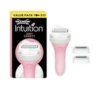 Wilkinson Sword Intuition PACK Variety Edition - Máquina de Afeitar Recargable Femenina de 4 Hojas con Jabón Hidratante + 3 Recambios de Cuchillas Autoadaptables , Kit Depilación de Mujer