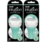 Wilkinson Sword Intuition Sensitive - Maquinilla de Afeitar de Mujer Recargable con Jabón Hidratante y 4 Hojas, Depilación Femenina, 1 Recambio (Paquete de 2)