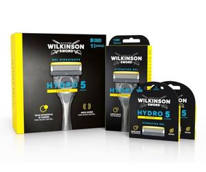 Wilkinson Sword - Maquinilla de Afeitar Hydro 5 Sense Energize + 8 Recambios de Cuchillas de Afeitar, Menta Energizante - Maquina de afeitar de 5 cuchillas con amortiguador Shock Absorb