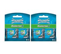Wilkinson Sword Protector 3 - Pack de 16 Recambios de Cuchillas de Afeitar de 3 Hojas para Hombres, Banda Acondicionadora con Aloe Vera