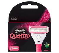 Wilkinson Sword - Quattro - Afeitar con 4 palas para mujeres, con Aloe y Vitamin E - 3 unidades