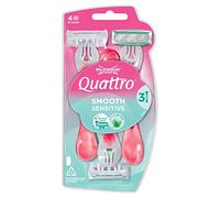 Wilkinson Sword Quattro My Intuition Smooth Sensitive, Maquinillas Desechables Depilatorias Femeninas de 4 Hojas Hidratantes, Afeitadoras de Depilación para Mujer Piel Sensible, 3 Unidades