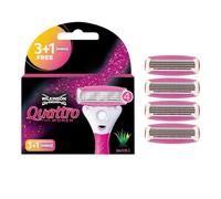 Wilkinson Sword Quattro - Recâmbios para Maquina de Afeitar para Mujer, 3 + 1 Hojas Rosa, 4 Unidades