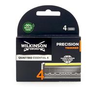 Wilkinson Sword Quattro Titanium Precision - 4 Recambios de Cuchillas de Afeitar de 4 Hojas con Banda Lubricante con Vitamina E y B5