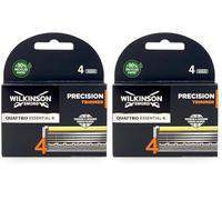 Wilkinson Sword Quattro Titanium Precision - 4 Recambios de Cuchillas de Afeitar de 4 Hojas con Banda Lubricante con Vitamina E y B5 (Paquete de 2)