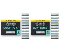 Wilkinson Sword Quattro Titanium Sensitive - 8 Recambios de Cuchillas de Afeitar de 4 Hojas de Titanio con Banda Lubricante de Aloe Vera (Paquete de 2)