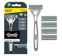 Wilkinson Sword Quattro Titanium Sensitive - Maquinilla de Afeitar con Hojas de Titanio para Hombre + 5 Recambios de Cuchillas de Afeitar de 4 Hojas más 1 Hoja de Precisión Adicional