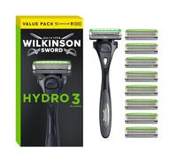 Wilkinson Sword WILKINSON SWORD - Protección de la piel Hydro 3 para hombres | Gel Hidratante | Mango de afeitar + 9 recambios de cuchillas