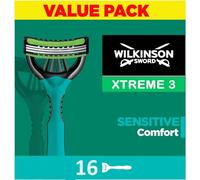 WILKINSON SWORD Xtreme 3 para hombre | Sensitive | Juego de 16 afeitadoras desechables