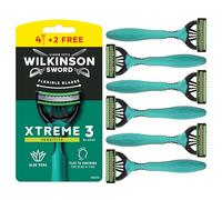 Wilkinson Sword Xtreme 3 Sensitive - Maquinillas de Afeitar Desechables con 3 Hojas Flexibles y Banda Lubricante de Aloe Vera y Vitamina E, Pack Promocional 4 + 2 Unidades