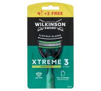 Wilkinson Sword Xtreme 3 Sensitive - Maquinillas de Afeitar Desechables con 3 Hojas Flexibles y Banda Lubricante de Aloe Vera y Vitamina E , Pack Promocional 4 + 2 Unidades