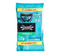 Wilkinson Sword Xtreme 3 Sensitive - Pack de 8 + 4 Maquinillas Desechables Con Una Banda Lubricante De Vitamina E y Aloe Vera - Óptimos Para el Cuidado y Suavidad Facial