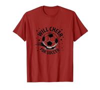 Will Cheer for Soccer: Balón Deportivo Animado para fanáticos, mamá del fútbol Camiseta, Hombre, Arándano, 3XL
