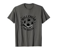 Will Cheer for Soccer: Balón Deportivo Animado para fanáticos, mamá del fútbol Camiseta, Hombre, Asfalto, XL