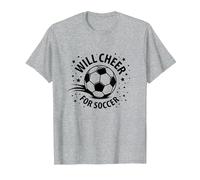 Will Cheer for Soccer: Balón Deportivo Animado para fanáticos, mamá del fútbol Camiseta, Hombre, Gris Jaspeado, XXL