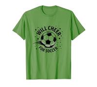 Will Cheer for Soccer: Balón Deportivo Animado para fanáticos, mamá del fútbol Camiseta, Hombre, Hierba, 3XL