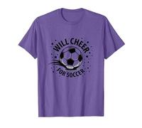 Will Cheer for Soccer: Balón Deportivo Animado para fanáticos, mamá del fútbol Camiseta, Hombre, Morado Jaspeado, XXL